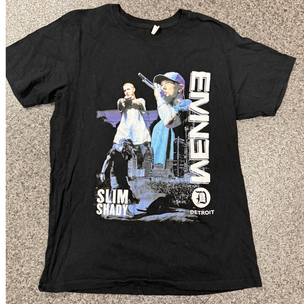 Eminem Graphic T-Shirt Mens L Rare Retro Slim Shady Detroit Rap 2014 Vintage Y2K
